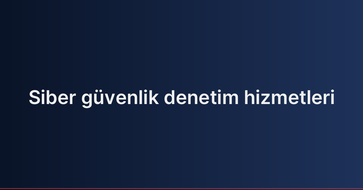 Siber güvenlik denetim hizmetleri