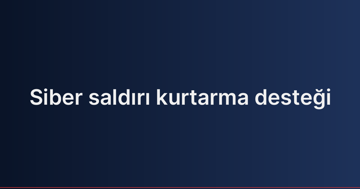 Siber saldırı kurtarma desteği