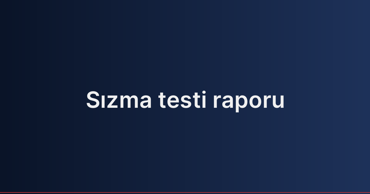 Sızma testi raporu