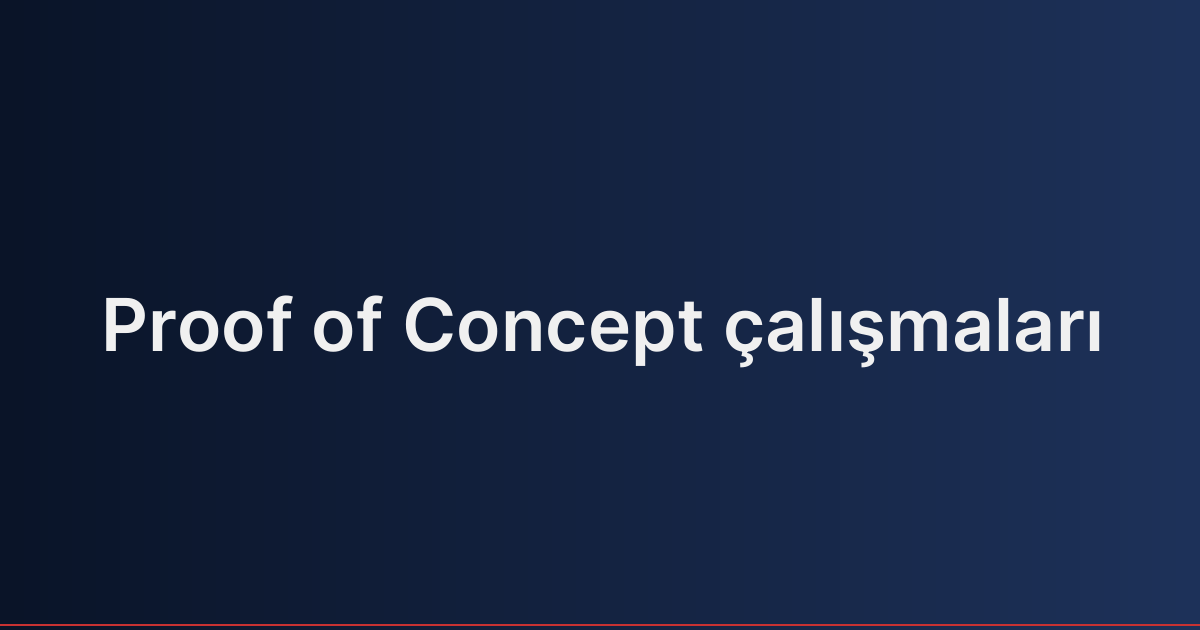 Proof of Concept çalışmaları