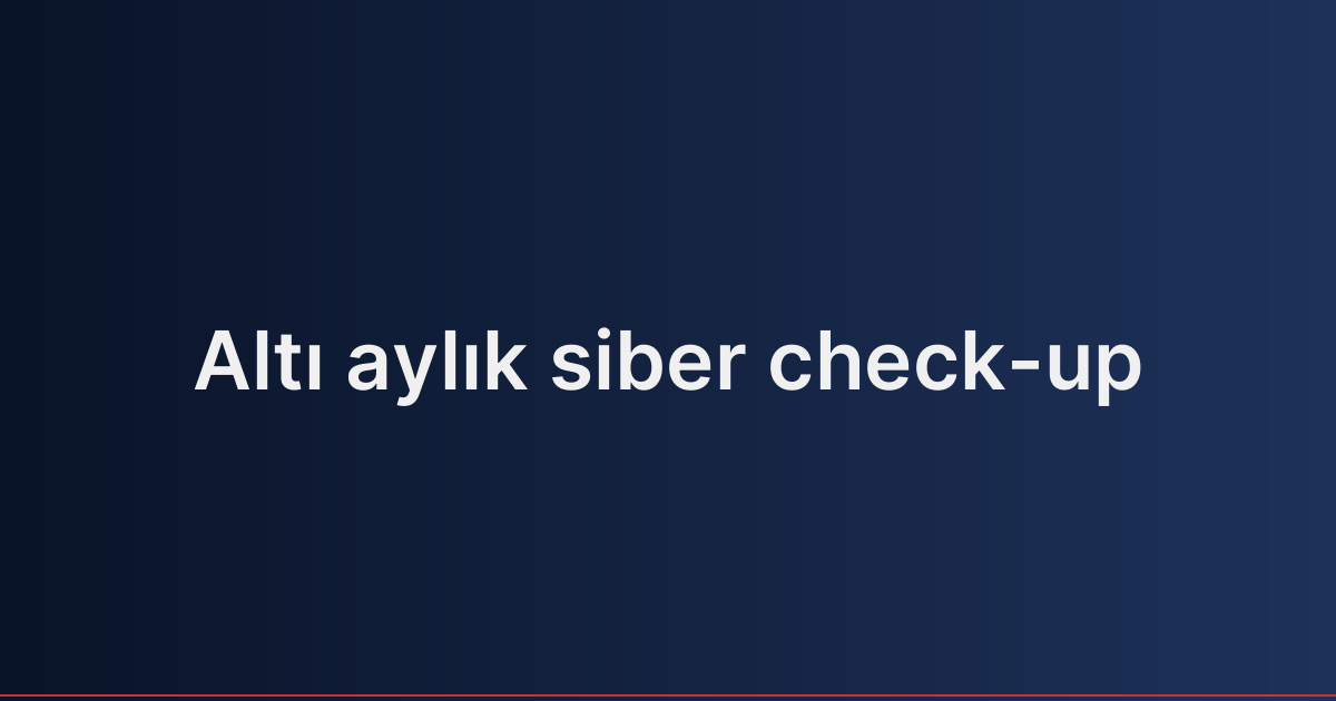 Altı aylık siber check-up