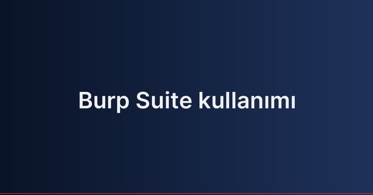 Burp Suite kullanımı