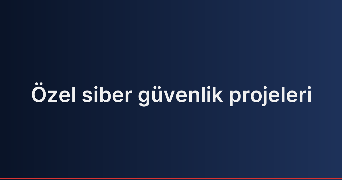 Özel siber güvenlik projeleri