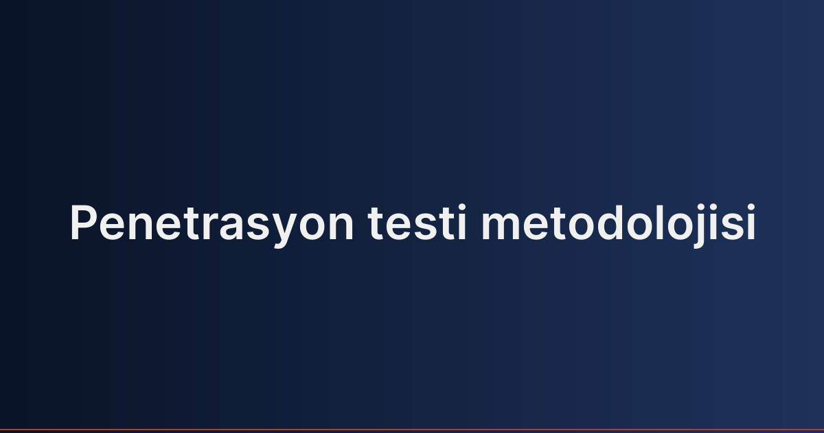 Penetrasyon testi metodolojisi