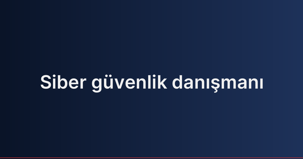 Siber güvenlik danışmanı