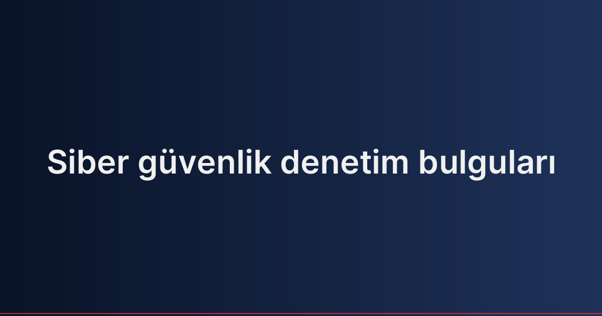 Siber güvenlik denetim bulguları