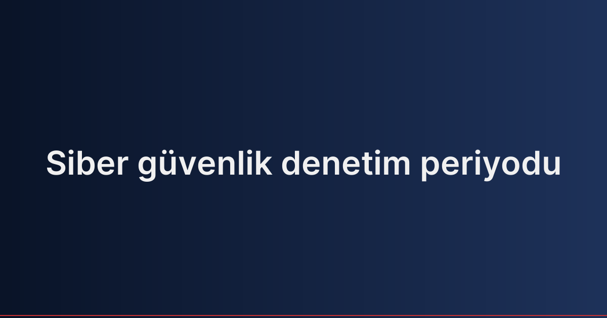 Siber güvenlik denetim periyodu