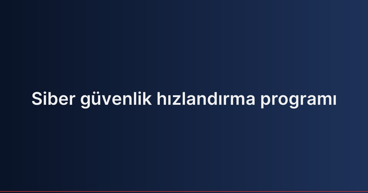 Siber güvenlik hızlandırma programı