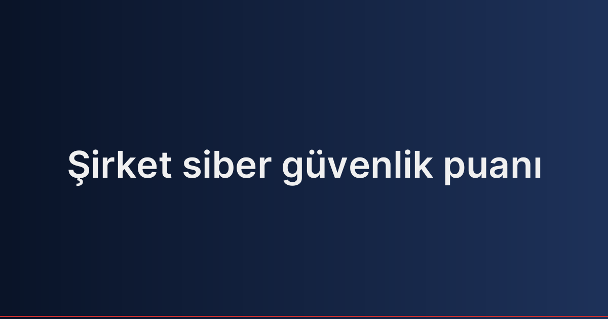 Şirket siber güvenlik puanı