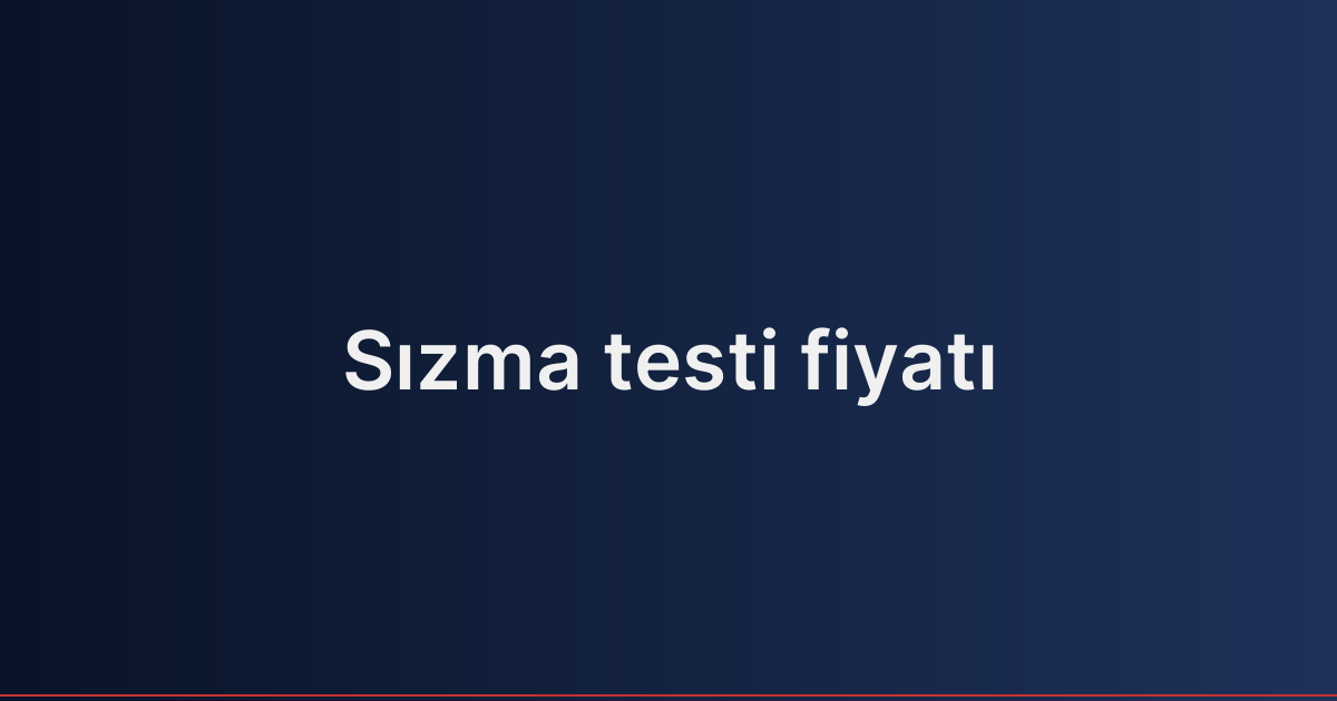 Sızma testi fiyatı