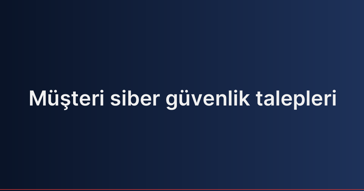 Müşteri siber güvenlik talepleri