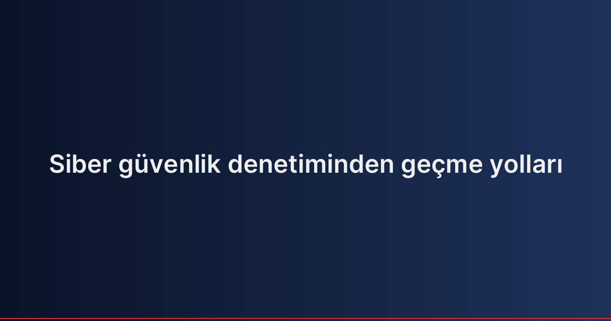 Siber güvenlik denetiminden geçme yolları